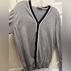 Thomas PINK Gray Cardigan with Black Trim